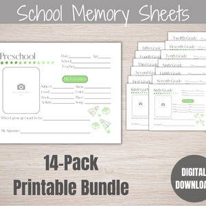 School Memory Book: Kids Keepsake Journal, Printable Interview (Digital Download)