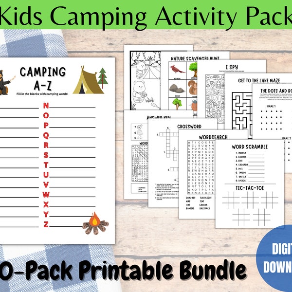 Kids Camping Activities, Family Camp Activity, Camping Scavenger Hunt, Camping Games, Nature Activity, Trip Activities