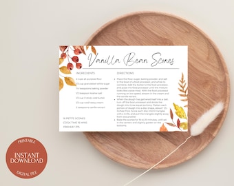 Editable Fall Recipe Card Template: Thanksgiving Recipe (Digital Download)