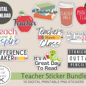 Digital Printable Teacher Stickers, Education Stickers, Teacher Print and Cut Stickers, Teacher Printable Stickers, Cricut Stickers PNG