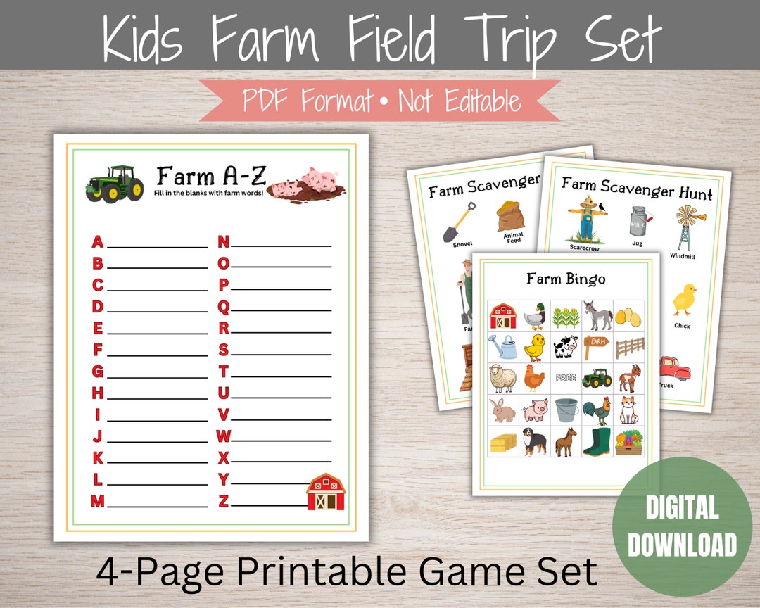 Farm Field Trip Games: Bingo & Scavenger Hunt (PDF) - Etsy