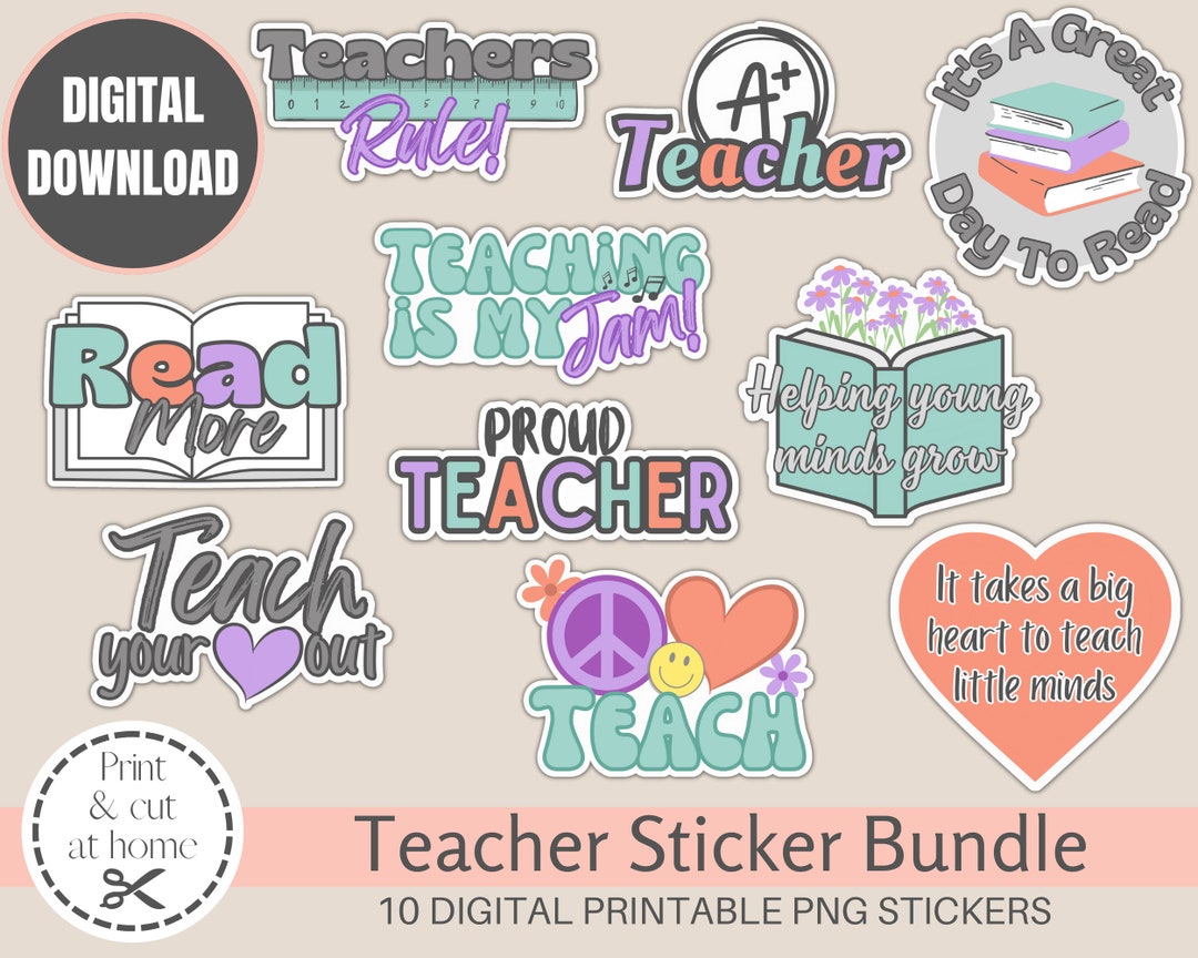 Lesson Sticker Png Teacher Sticker Bundle: 10 Printable PNG Stickers (digital Download ...