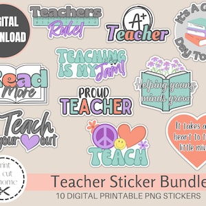 Digital Printable Teacher Stickers, Education Stickers, Teacher Print and Cut Stickers, Teacher Printable Stickers, Cricut Stickers PNG