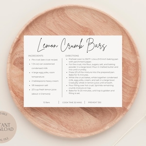 EDITABLE Recipe Card Template Recipe Cards Instant Download Personalized Recipe Card Modern Recipe Card Minimalist Recipe Card Printable