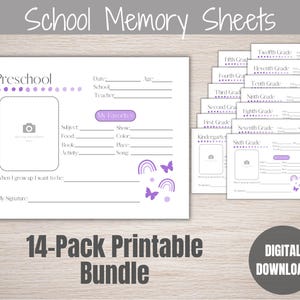 Kids School Memory Book: Printable Interview, Preschool - 12th Grade (Digital Download)