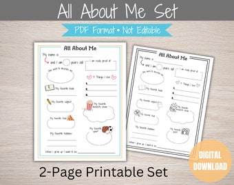 Kids All About Me Printable Questionnaire: School Interview (Digital Download)
