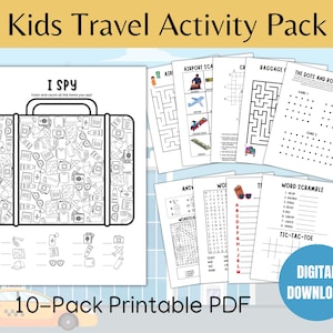 Kids Travel Activity Pack, Printable Kids Activities, Airplane Activity Bundle, Travel Activities, Kids Travel Games, Airplane Busy Book