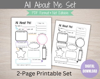 Kids All About Me Printable Questionnaire: School Interview (Digital Download)