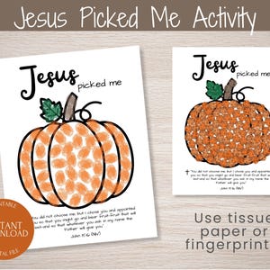 Jesus picked me printable craft, Fall Bible Craft, Printable Fall Craft Toddlers Kids, Christian Preschool, Sunday School Activity