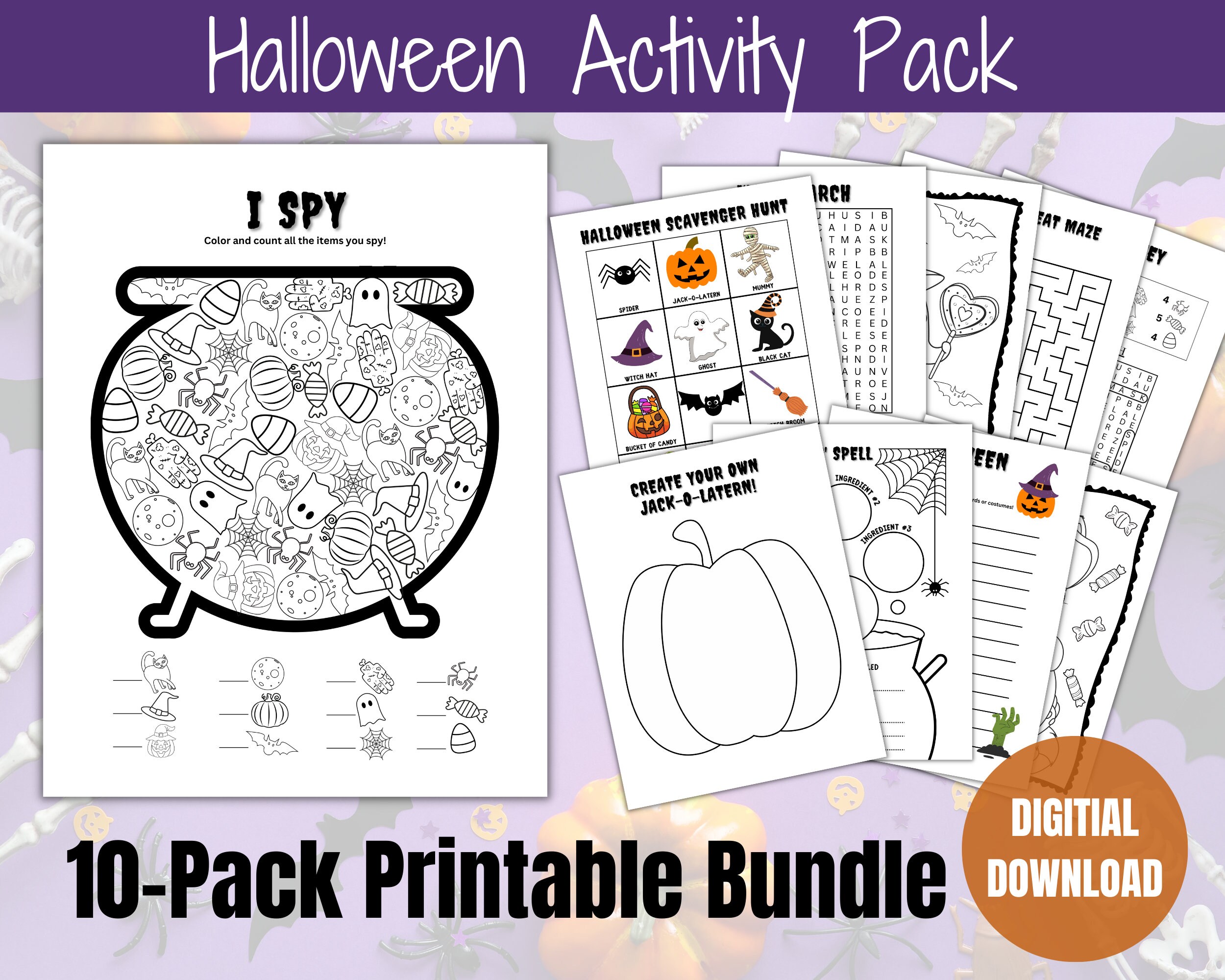 Halloween Activity Printable, Halloween Coloring, Halloween Party Games