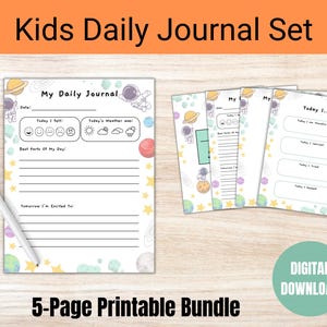 Diario imprimible para niños, diario para niños, diario para niños, diario de gratitud para niños, indicaciones para el diario, diario rellenable