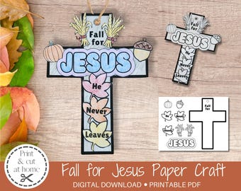 Fall for Jesus Craft for Kids | Christian Fall Activity | Sunday School Printable | Faith Craft | Digital Download