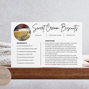 EDITABLE Recipe Card Template Recipe Cards Instant Download Personalized Recipe Card Modern Recipe Card Minimalist Recipe Card Printable