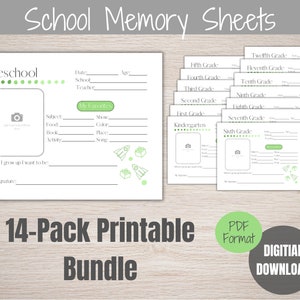School Memory Book: Kids Keepsake Journal, Printable Interview (Digital Download)