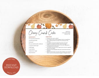 EDITABLE Fall Recipe Card Template, Recipe Cards, Thanksgiving Recipe Card, Modern Recipe Card, Minimalist Recipe Card Printable