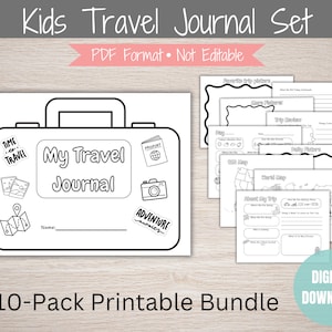 Diario de viaje para niños: Diario de vacaciones imprimible, 10 páginas (PDF)