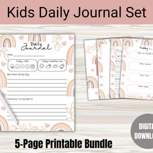 Diario imprimible para niños, diario para niños, diario para niños, diario de gratitud para niños, diario de gratitud para niños, indicaciones para el diario