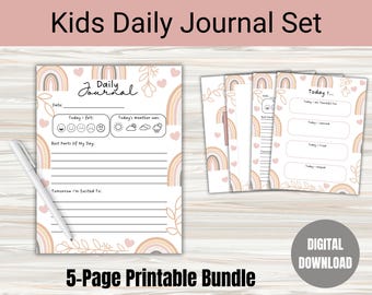 Kids Daily Gratitude Journal: Printable Activity Pages (Digital Download)