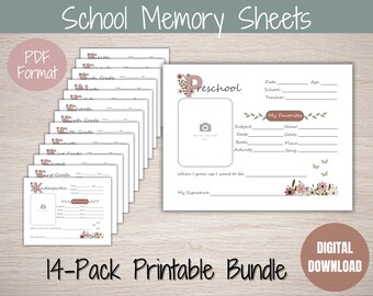 Kids Keepsake Journal, School Memory Book, School Memories, School Memory Box, School Memory Questionnaire, Childhood printable Interview
