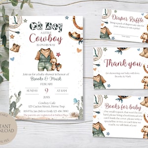 EDITABLE A Little Cowboy Baby Shower Invitation, Wild West Baby Shower Invite, Brown Cowboy Baby Shower Invitation, Western Rodeo Baby