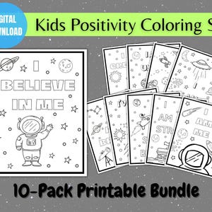 Kids Positivity Coloring Pages, Affirmation Coloring, Positive Mental Health Coloring, Printable Coloring, Affirmations for Kids, Self Love
