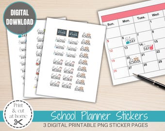 Printable School Planner Stickers: Events & Schedules (PNG Digital Download)