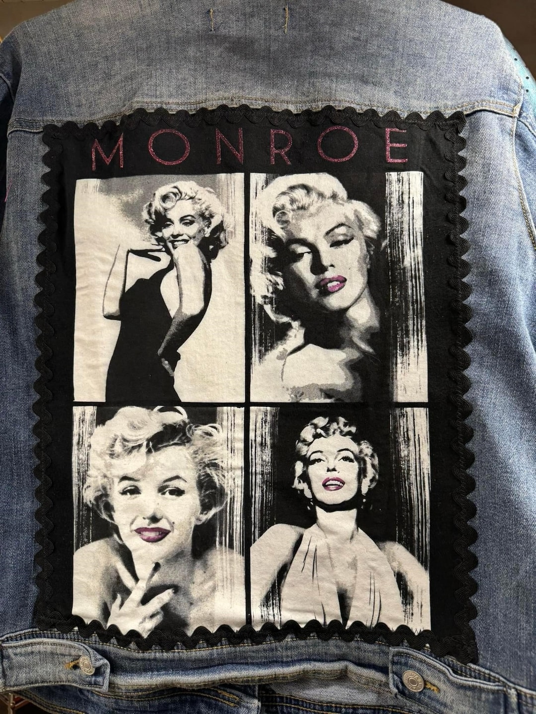 Marilyn Monroe Denim Jacket, Ava and Viv Denim Jacket, With Marilyn Monroe  Tee Attached to the Ladies Size X Upcycled Materials