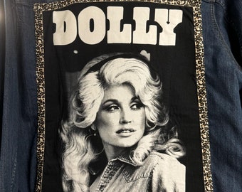 Dolly Parton NEW ladies blue denim jacket, Croft and Barrow, Size 1X extra long. Dolly Parton Tee attached to back, trimmed in leopard.