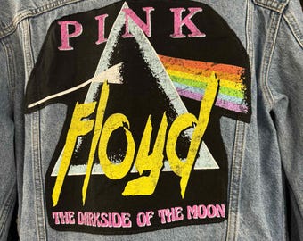 Custom Pink Floyd Denim Jacket – Dark Side of the Moon Artwear