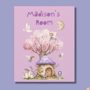 Personalized Fairy Posters or Canvas, Fairy House Wall Art, Fairy Story Gift, Bedroom Decor, Fantasy Art, Fairy Poster, Vertical Art Print
