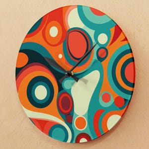 Colorful Retro Acrylic Wall Clock – Funky Modern Art Timepiece, Vibrant Home Decor Gift