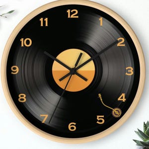 Vinyl Record Wall Clock | Musician Gift | Studio Decor | Vintage Clock | Retro Record Player Clock