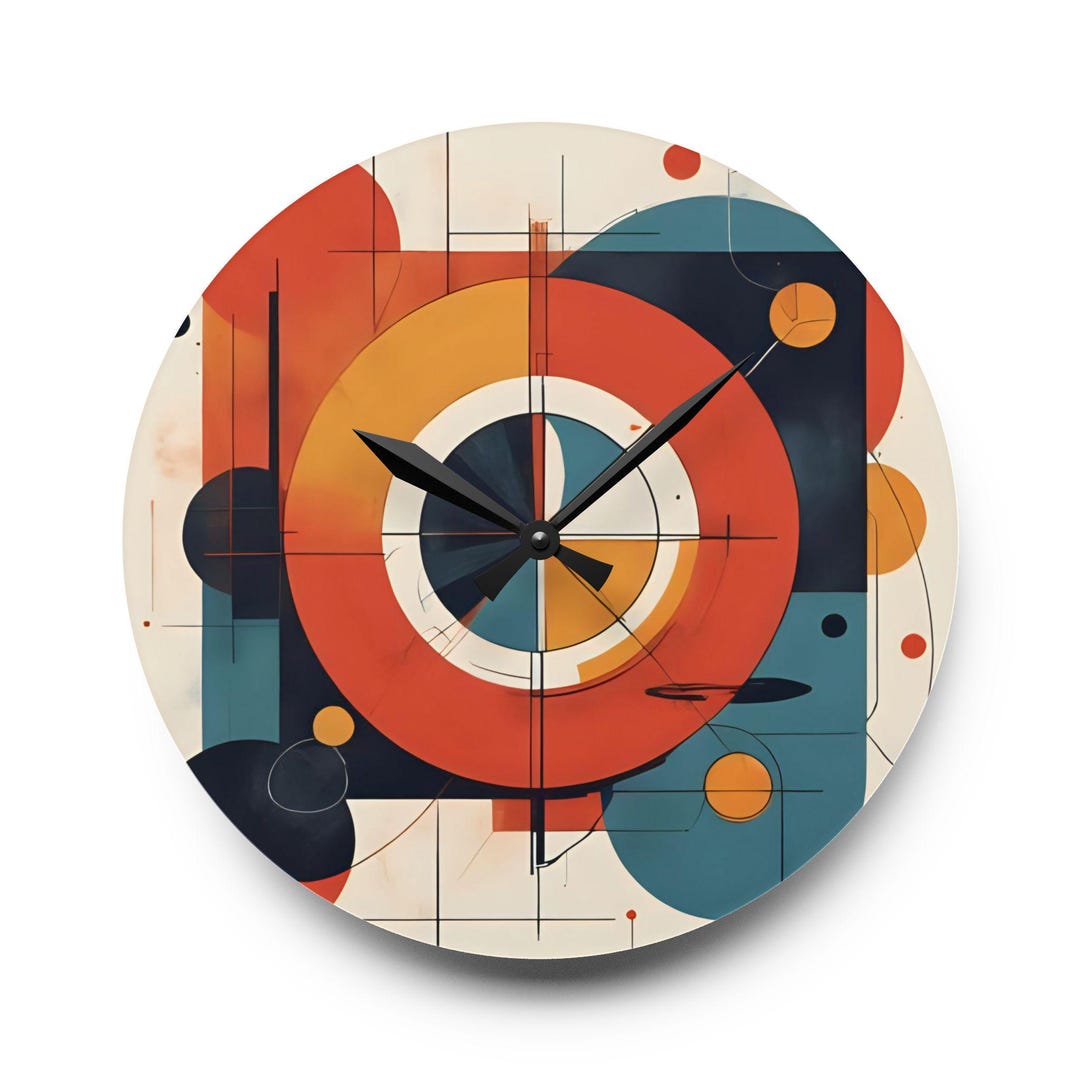 Abstract Art Wall Clock: Mid Century Geometric Acrylic Clock - Etsy