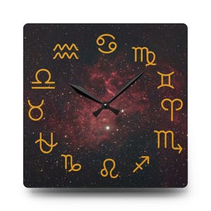 Astrological Wall Clock - Celestial Home Decor - Zodiac Timepiece, Astrology Gift, Horoscope Lover Present, Acrylic Zodiac Clock, Celestial