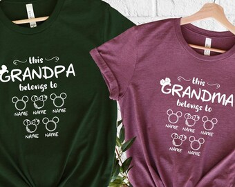 Custom Disney Grandma Grandpa Shirt Disney Trip Shirt Personalized Disney Gifts Mickey Minnie Shirt Disney Family Matching Couple Shirts