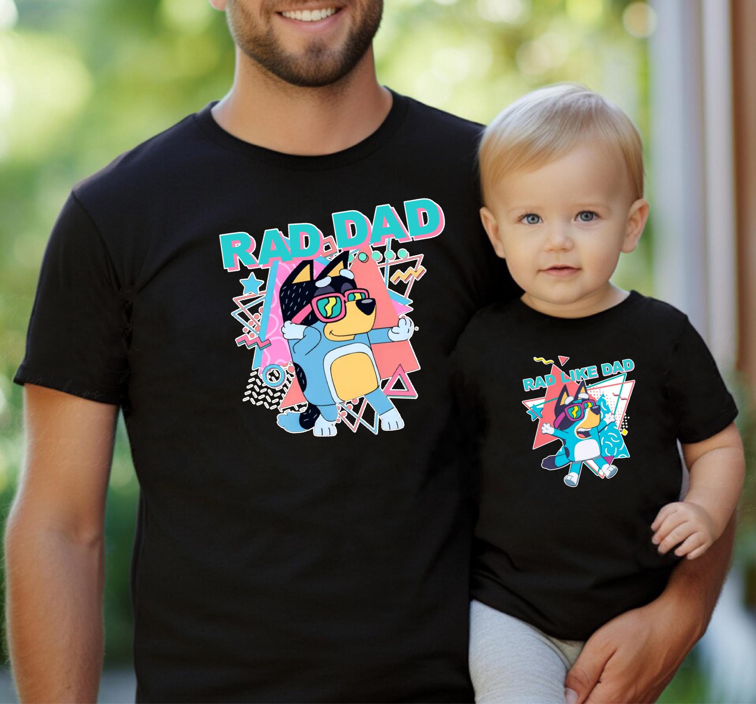 Bluey Dad Matching Shirts Rad Dad Kid Shirt Set Father Son Retro T-shirt Daddy Shirt Fathers Day Shirt Fathers Day Gifts Daddy Son Matching