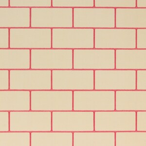 1930s Vintage Wallpaper - Red Subway Tile Glossy Faux Finish, Sold by the Yard