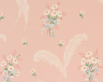 1940s Vintage Wallpaper Pink Rosebuds on Green by the Yard
