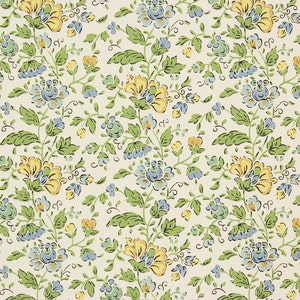 1970s Retro Vintage Wallpaper Blue and Yellow Flowers by the Yard