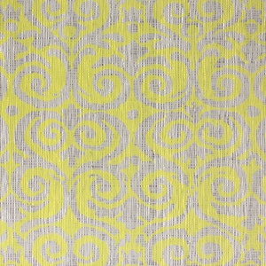 1970s Retro Vintage Wallpaper - Yellow Damask Black-Gray Faux Weave, Sold by the Yard