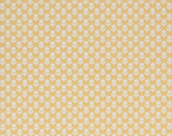 1970s Vintage Wallpaper - Retro Small White Flowers on Yellow, Sold by the Yard