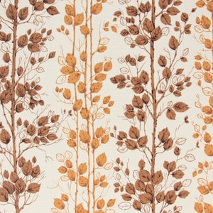 1970s Vintage Wallpaper - Vinyl Orange Brown Leaves and Vines, Sold by the Yard
