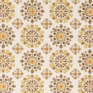 1970s Vintage Wallpaper - Brown Burnt Orange and Yellow Geometric, Sold by the Yard