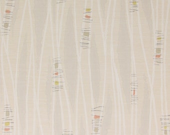 1960s Vintage Wallpaper Abstract White Lines on Beige by the Yard--Made in West Germany