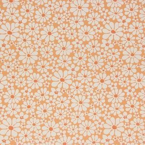 1960s Vintage Wallpaper - Retro White Daisies on Orange, Sold by the Yard