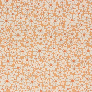 1960s Vintage Wallpaper Retro White Daisies on Orange by the Yard