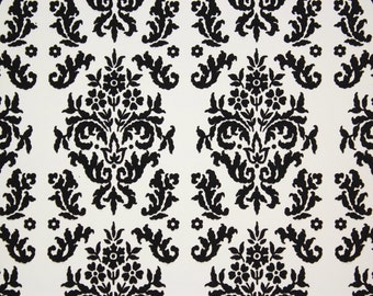 1970s Retro Vintage Adhesive Paper - Black Flocked on White Wallpaper Peel & Stick, Sold by the Yard
