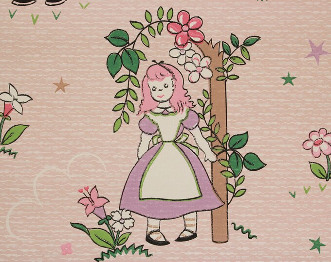1940s Vintage Children’s Wallpaper Alice in Wonderland - Etsy