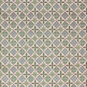 1950s Vintage Wallpaper - Green and Pink Geometric, Sold by the Yard