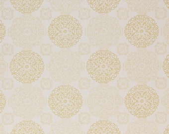 1970s Retro Vintage Wallpaper - White Geometric Flock on White, Sold by the Yard